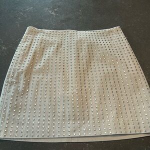 H&M Studded Short Skirt / Cream with Silver Studs Size 6 NWT